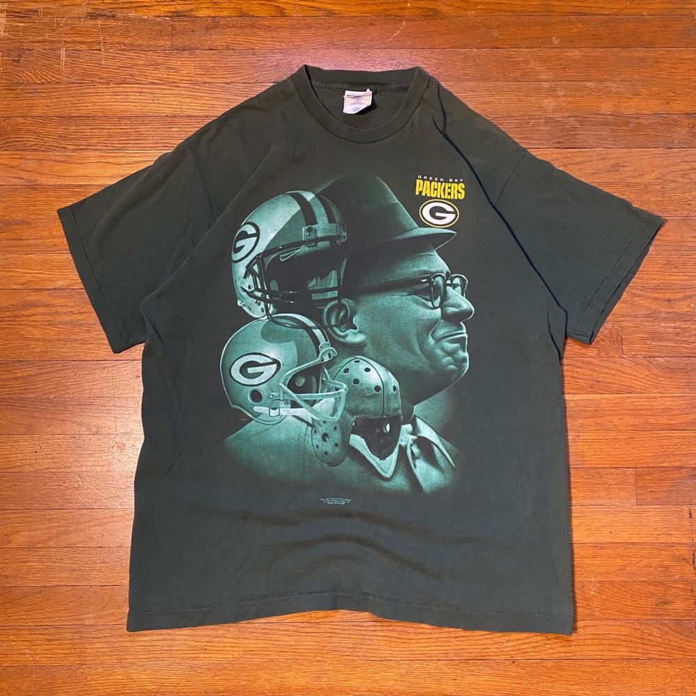 Vintage 1997 Green Bay Packers Vince Lombardi Pro Player T Shirt XL Green 90s